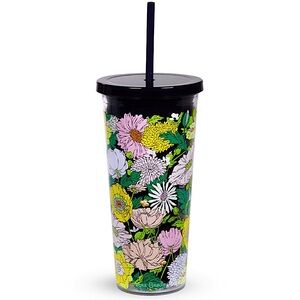 Vera Bradley Double Wall Travel Tumbler and Flexi Straw in Bloom Bloom, 24 fl oz